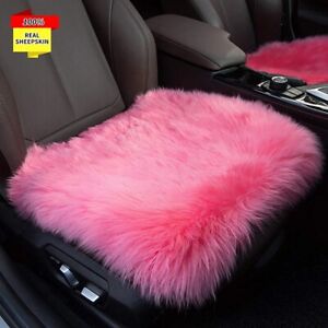 3PC Masubons Sheepskin Pink Wool Seat Cushion Cover Universal Car Chair Office