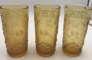 Vintage American Brockway Concord Amber Juice 4 oz Glasses - Lot of 3  - Picture 1 of 8