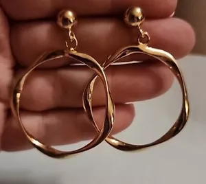 Moda Al Massimo 18K YG über Bronze Twist Hängel Ohrringe Neu im Karton - Bild 1 von 3