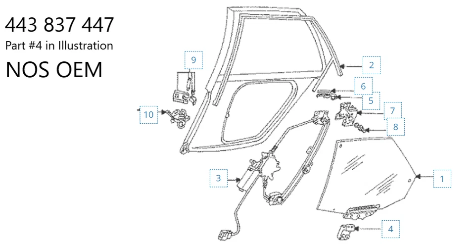 Стопор стеклоподъемника Audi 5000 100 200 443837447 новый из старых запасов от оригинального производителя - Изображение 1 из 1