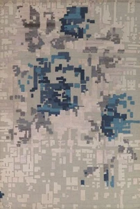 Contemporary Abstract Indian Area Rug 8'x10' Handmade Wool Rug - Picture 1 of 12