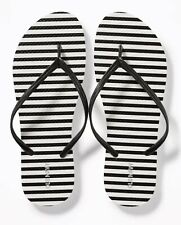 Women's OLD NAVY Size 8 Black/White Striped Flip Flops  NWT