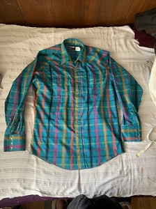 New WRANGLER 16.5x34 Plaid Shirt Pearl Snap Pockets - Picture 1 of 9