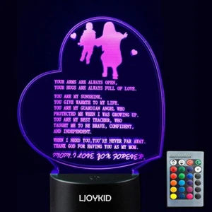 Gift for Moms -Heart Shaped Light Plaque w/Remote & Touch Base,  7 color LED NIB - Picture 1 of 5