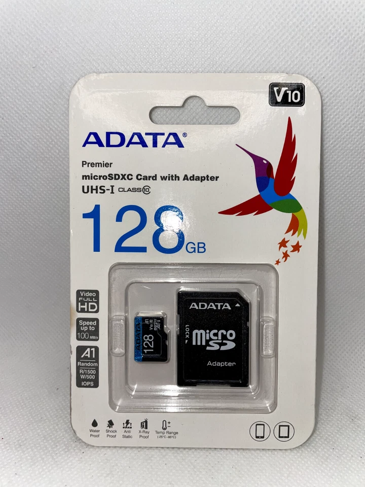 ADATA 128GB Premier microSDXC UHS-I/Class 10 V10 A1 Memory Card with SD Adapter - Image 1 of 2
