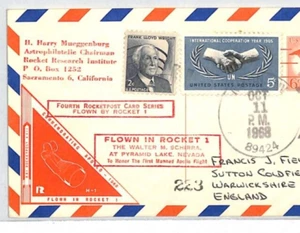 USA Air Mail *ROCKET 1* FLOWN Card Nevada 1968 Forwarded Field {samwells}PG344 - Picture 1 of 12