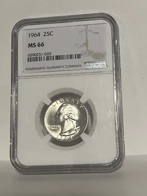 1964 MS66 Washington Quarter NGC Mint State 66 ** Very Nice - Image 1 of 2