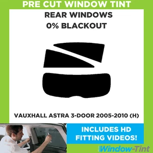 For Vauxhall Astra 3-door 2005-10 (H) Pre Cut Window Tint Rear 0% Blackout Film - Picture 1 of 10