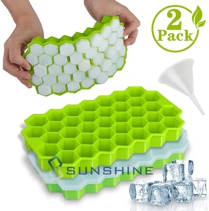 2x Ice Cube Maker Molds 37 Grids Honeycomb Trays Silicone Bar Whiskey Cocktails - Picture 1 of 16