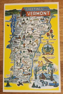 Postal Mapa de Colección Saludos de Vermont Años 70 Color Koppel Sin Usar - Imagen 1 de 1
