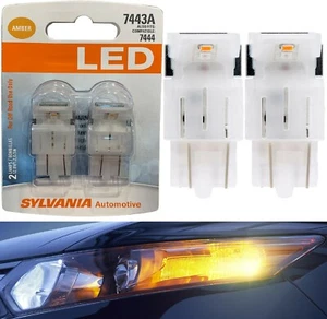 Sylvania Premium LED Light 7443 Amber Orange Two Bulbs Front Turn Signal Upgrade - Picture 1 of 12