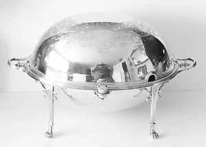 Antik um 1880 Sheffield Silber drehbare Kuppel Vorspeise Schale Servier Servier Esszimmer - Bild 1 von 17