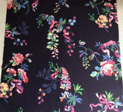 Ribbon Rose Navy Cath Kidston FQ 50cm x50cm Square Lightweight cotton fabric new - Image 1 of 4