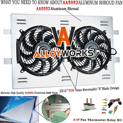 Aluminum Radiator Shroud Fan For 99-12 Chevy Silverado /GMC Sierra 1500 2500 V8 Foto 1 de 4