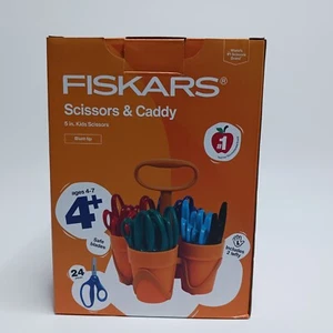 Fiskers Scissors & caddy 24pcs Kids Scissors Ages 4-7 New - Picture 1 of 2