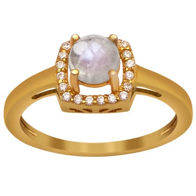 Beautiful 0.75 Cts Moonstone Gemstone 925 Sterling Silver Women Ring - Image 1 of 4