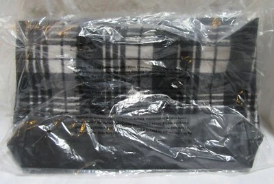 Черный/белый клетку искусственного меха сумка с короткими ручками 19 x 12» новый - Изображение 1 из 2