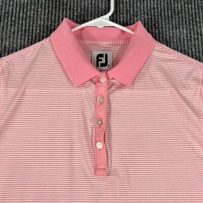 FootJoy Mujer Camisa Polo Mediana Rosa Rayas Manga Corta Informal Exterior Foto 1 de 4