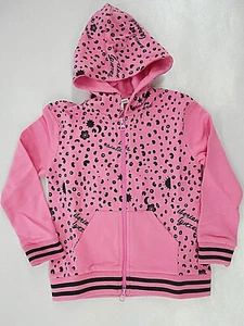 Girls Art & Eden Pink & Black Zip Front Light Weight Hoodie Size 5 - Picture 1 of 3
