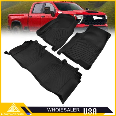 Floor Mats TPE for 2019-2024 Chevrolet Silverado GMC Sierra 1500 2500HD 3500HD - Image 1 of 4