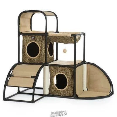 Catville Townhome Leopard Print Multi-Level Cat Kitten Scratch Post Play House - Image 1 of 2