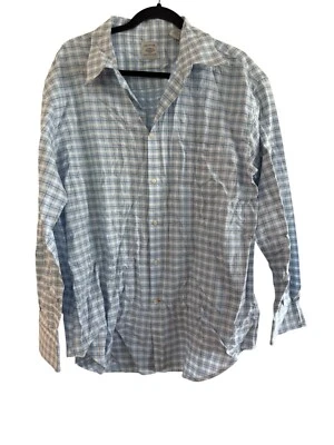 Latitude By Northern Isles 男式 XL 纽扣长袖蓝色和白色格子 Co — 第 1/4 张图片