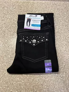 SEVEN7 STARLETTE SKINNY BLAUE JEANS GRÖSSE 6 Signaturstichtaschen schwarz - Bild 1 von 3