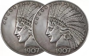 Antigua moneda de 10 dólares Liberty Indian Head sin circular dólar de plata Morgan 2 piezas - Imagen 1 de 4