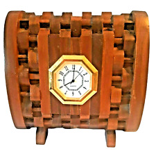 Wooden Clock Unique Possibly Handmade Needs Battery Brown OOAK