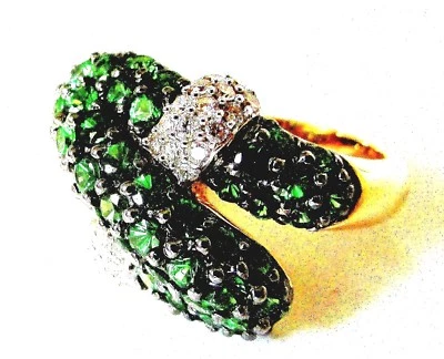 Anel Le Vian Modernist Tsavorite granada/diamantes brancos ouro amarelo 14K, tamanho 7 - Imagem 1 de 4