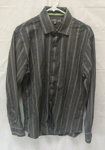 Fossil Mens Long Sleeve Shirt Medium Button Front Cotton Gray Floral - Picture 1 of 5