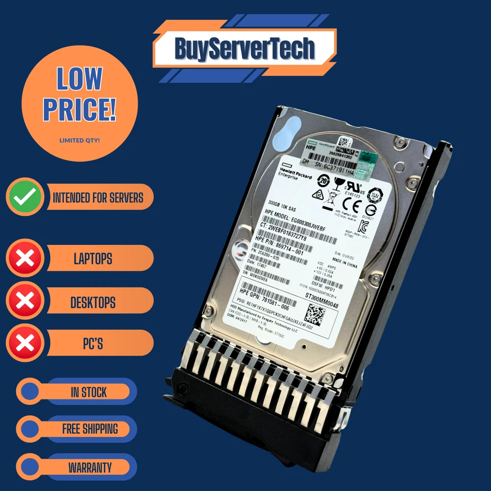 HPE 785071-B21 300GB 10K SAS 12Gbps 2.5" HDD | NEW | 785412-001 | SFF | 1YR - Image 1 of 4