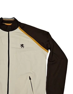 VTG Y2K Mossimo Track Jacket Mens XL Embroidered Lion Crest Brown Banded Zip Up - Picture 1 of 9