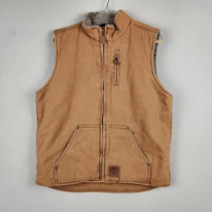Cowboy Arbeitskleidung Weste Herren groß braun Canvas Sherpa gefüttert durchgehender Reißverschluss Arbeitskleidung - Bild 1 von 13