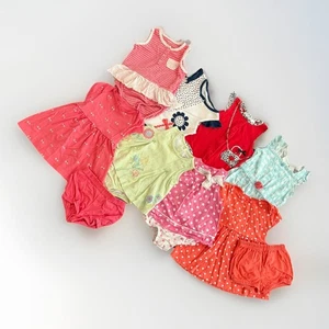 Mixed Lot 10Pcs - 2 Dresses 2 Bloomers 6 One Pieces Prints Baby Girl 6M/6-9M - Picture 1 of 20