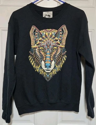 Sudadera Exótica Riot Society Colorida Cabeza de Lobo Espiritual Oculto Lobo Talla Pequeña Foto 1 de 4