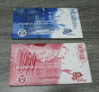 1999 US Mint Philadelphia & Denver P&D Uncirculated Coin Sets State Quarters - Image 1 of 3