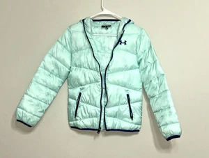 Under Armour Ragazze Prime Puffer Giacca Grande Blu Cappotto Invernale con Cappuccio UJFDM00 - Foto 1 di 3