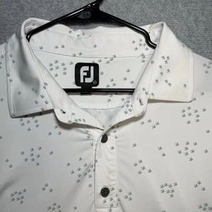 FootJoy FJ Men’s Size 2XL Polo Shirt Golf All Over Bird Print White Gray Logo - Picture 1 of 7