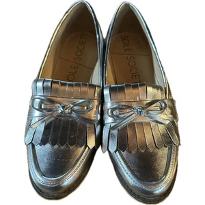 Sole Society Damen-Halbschuhe silber Fransen Größe 8 Freizeitschuhe - Bild 1 von 7