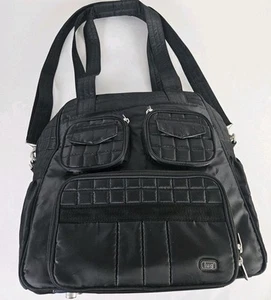 Lug Classic Black Quilted Puddle Jumper Overnight Pocket Travel Gym Bag - Picture 1 of 19