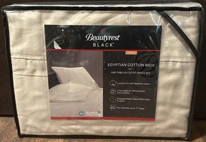 BEAUTYREST SCHWARZ volle Größe Laken Set 1000 Fadenzahl Ägyptische Baumwollmischung - Bild 1 von 3