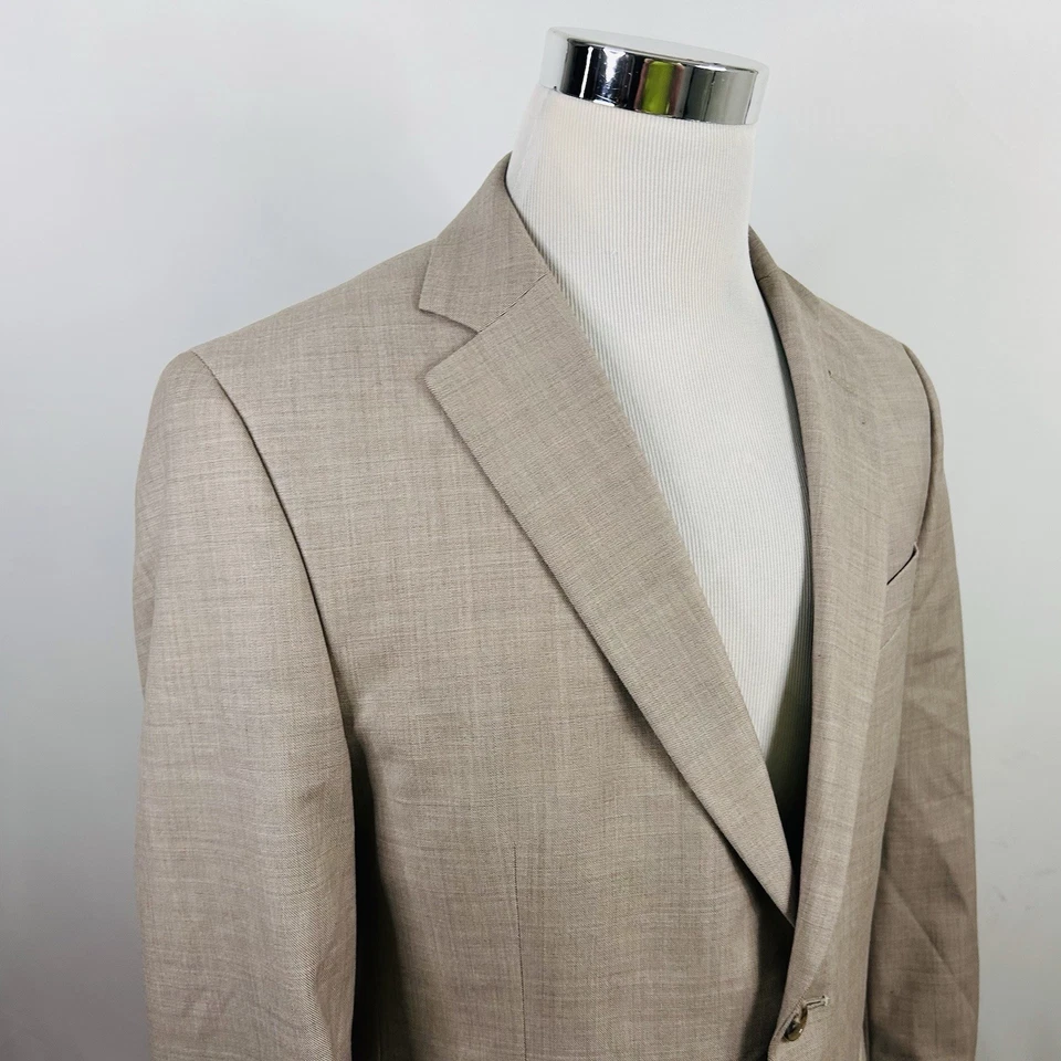 Abrigo Deportivo Stafford 40S Calce Clásico Piel de Tiburón Beige Mezcla de Lana Dos Botones Ventilados Foto 1 de 4