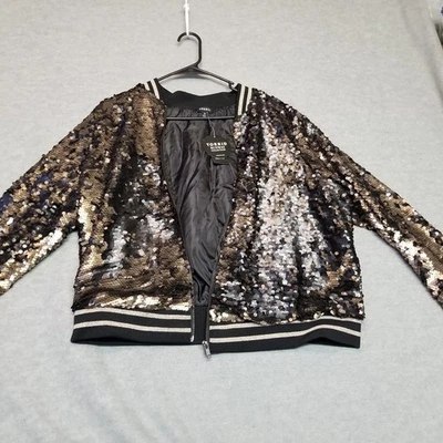 Torrid блестки Bomber куртка золото блестящий полный молнии черный кромки карманы плюс 0 новый с Ярлыками - Изображение 1 из 4