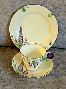 BLUMENGRIFF "WISTERIA" TRIO TEESERVICE RADFORDS KRONE PORZELLAN 1915-1925 ART DECO - Bild 1 von 7