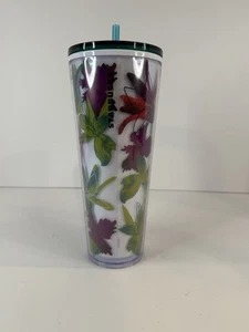 STARBUCKS Spring 2022 Acrylic White Floral Cold Cup Straw Venti Tumbler 24oz - Picture 1 of 9