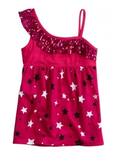 NWT Justice Girls Sequin Star Asymmetrical Babydoll Tunic Top Tee 14 NEW - Picture 1 of 1