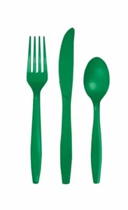 Emerald Green Premium 24 Ct Cutlery Forks Knives Spoons - Picture 1 of 2