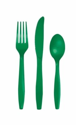 Emerald Green Premium 24 Ct Cutlery Forks Knives Spoons - Image 1 of 2