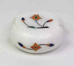 Weiß Marmor Blumen Intarsien Untersetzer Set Handarbeit Stein Intarsien Arbeit Tee Untersetzer Sets - Bild 1 von 6